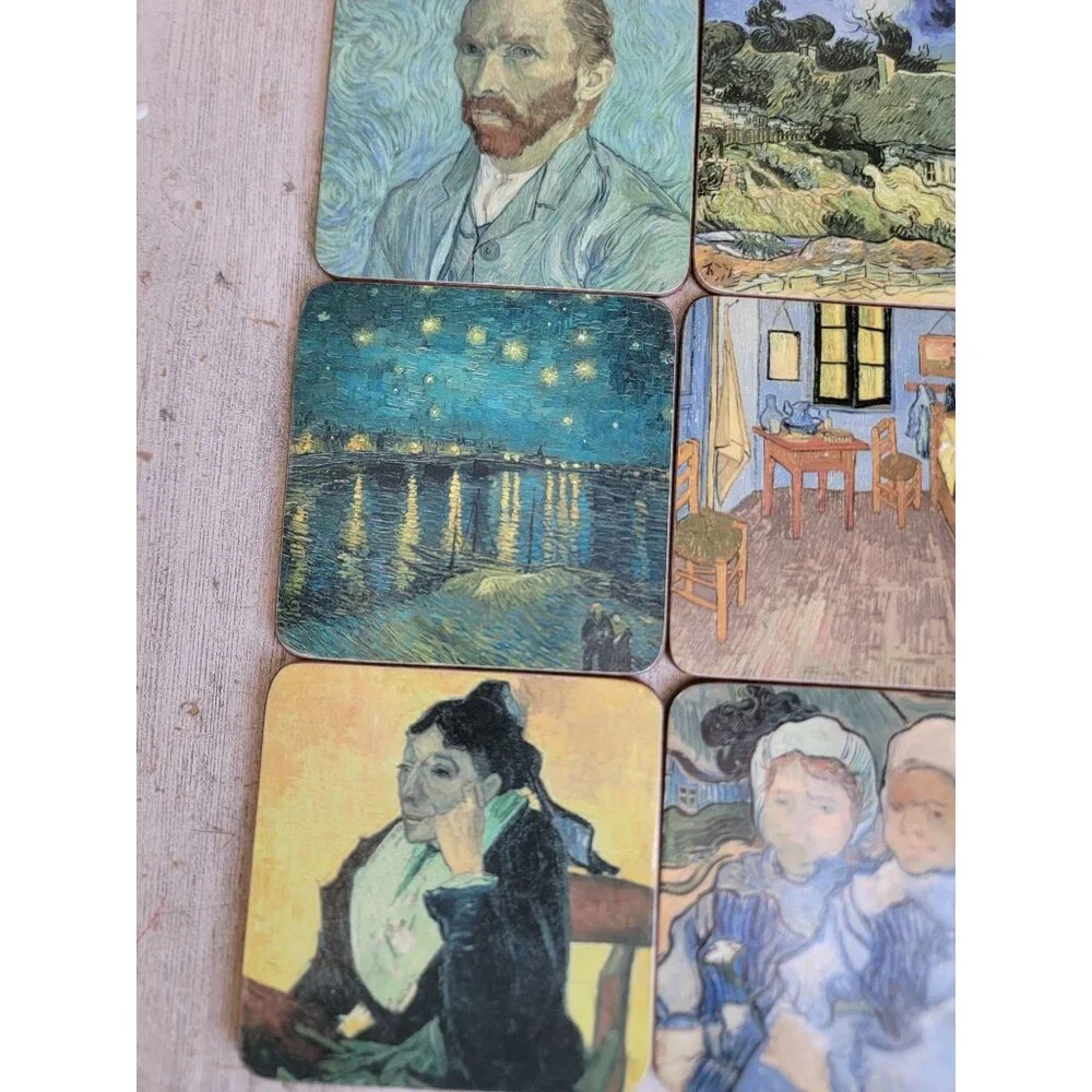 Van Gogh drink coaster art set sunflower unique home decor‎